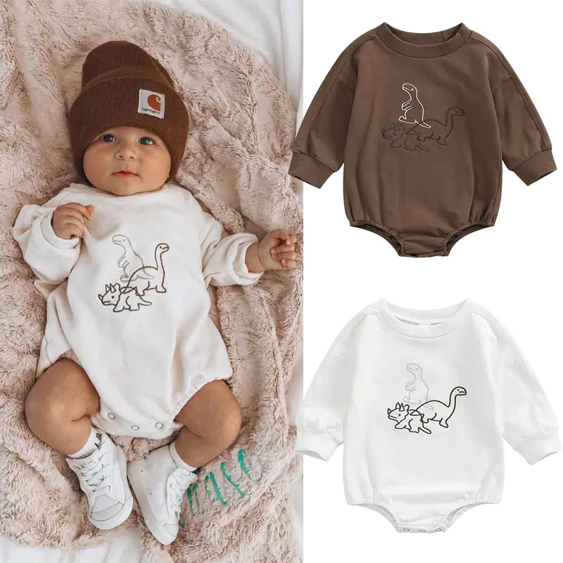 Cotton Dinosaur Rompers