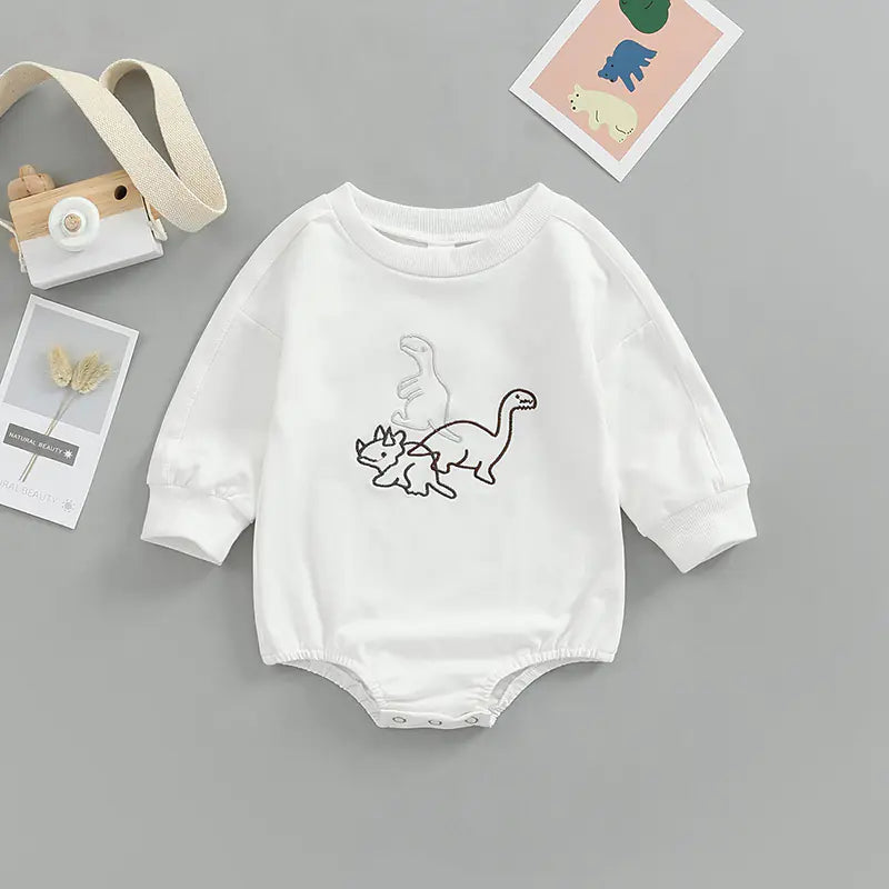 Cotton Dinosaur Rompers