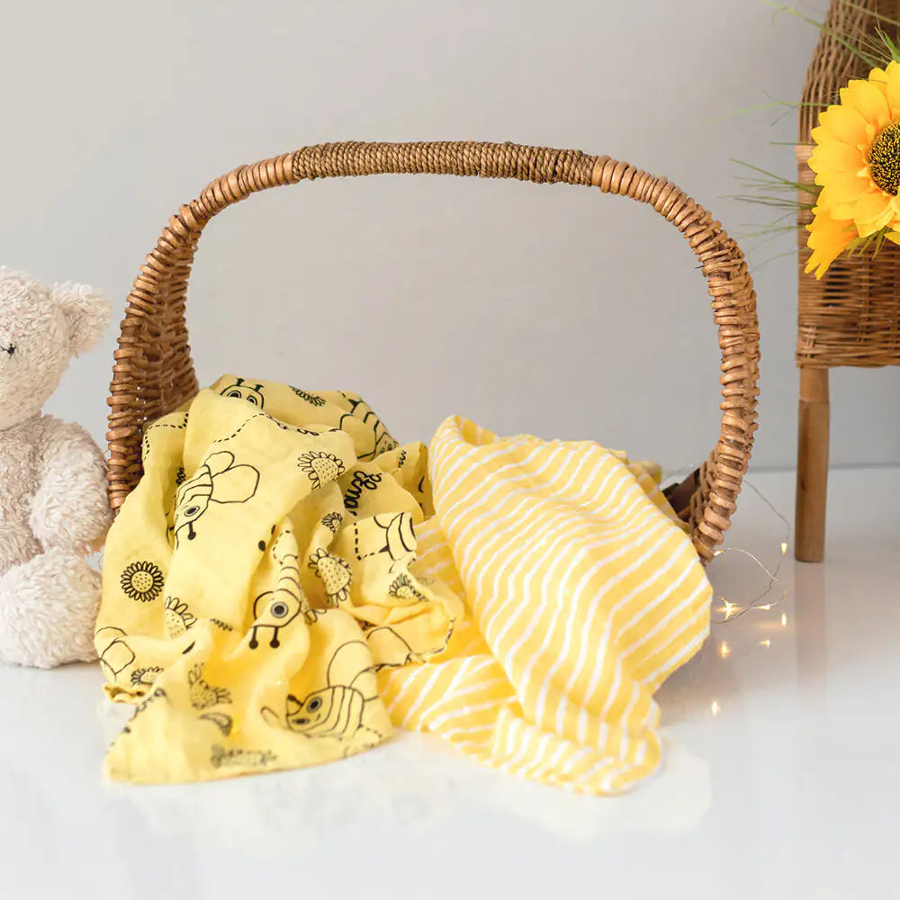 Buzzy Bee Baby Muslin Swaddle Blanket
