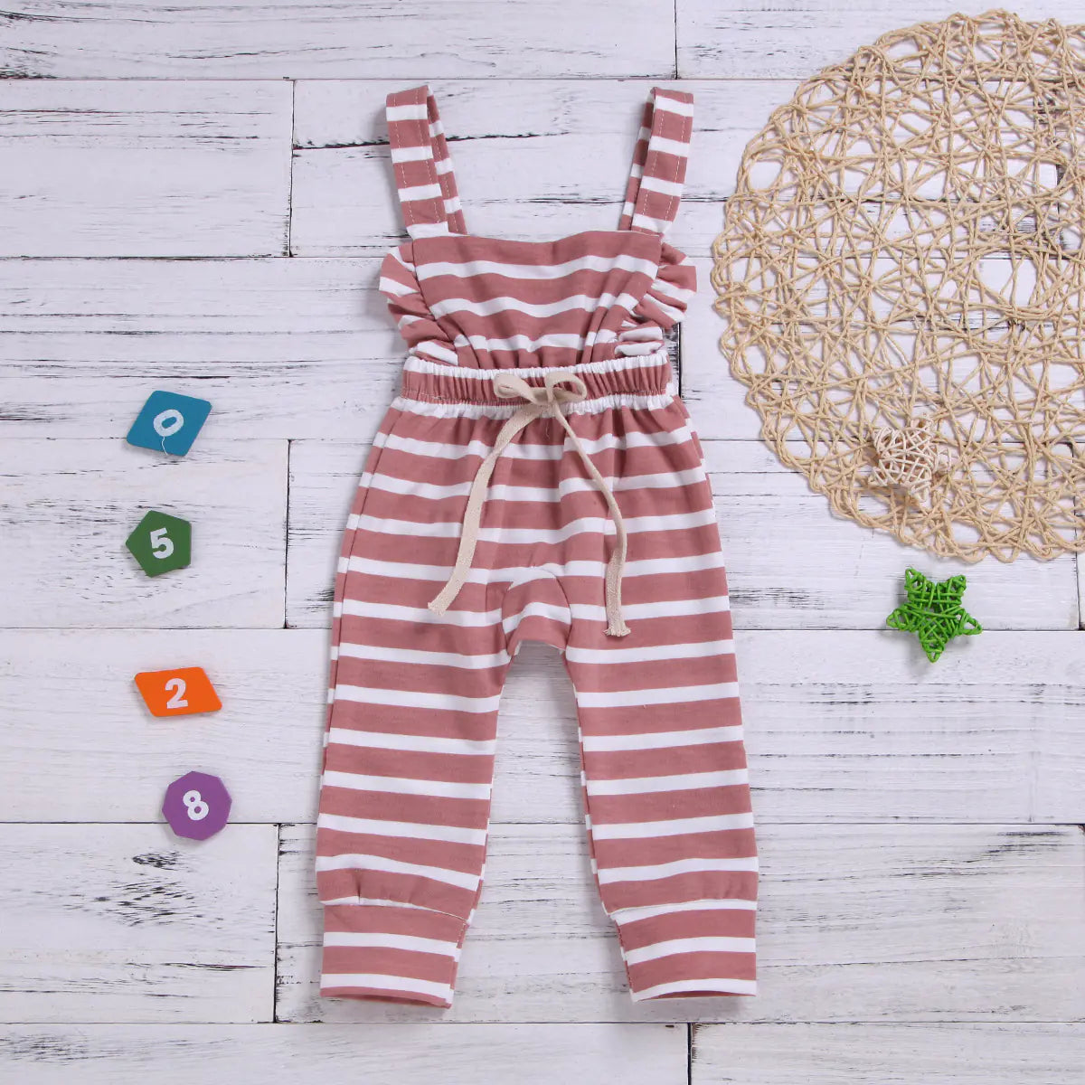 Striped Cotton Baby Girls' Romper